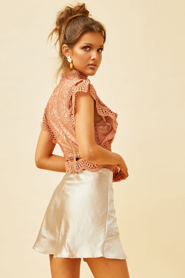 It's Only Fair Satin Skirt - Champagne | Sage and Paige AUS.