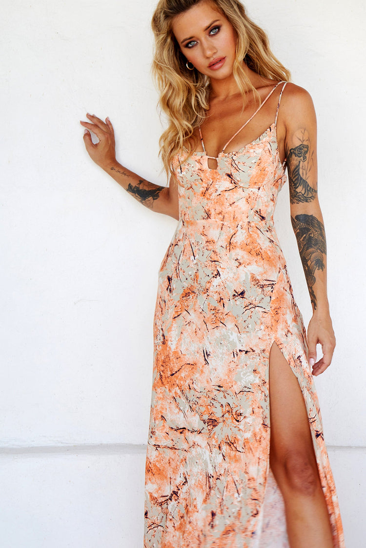 Wishbone Maxi Dress - Orange | Sage and Paige AUS.