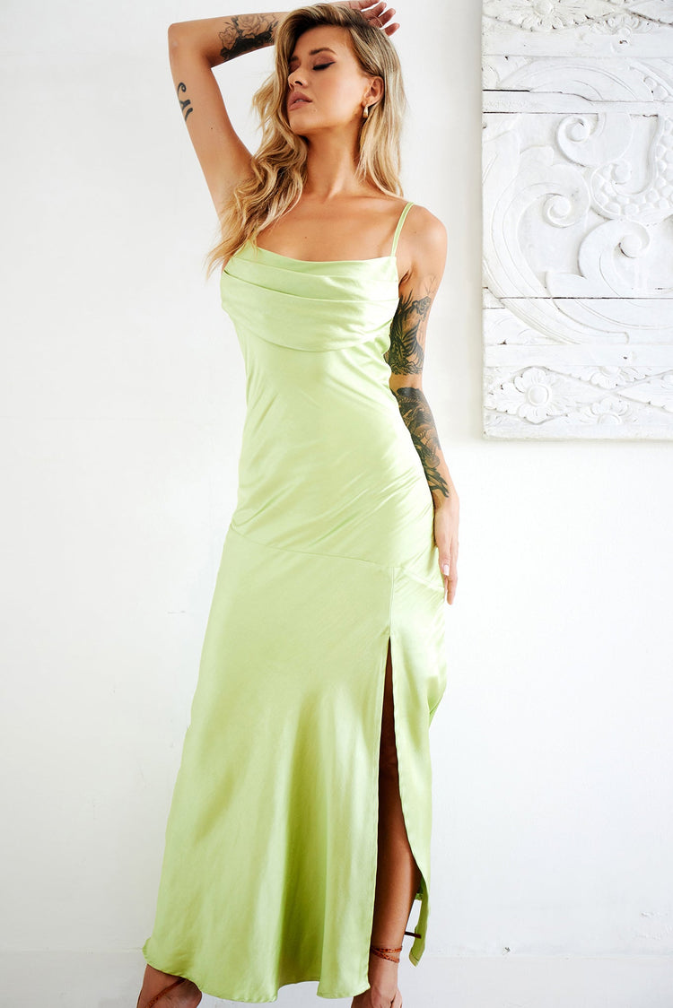 Danny Satin Maxi Dress - Apple Green | Sage and Paige AUS.