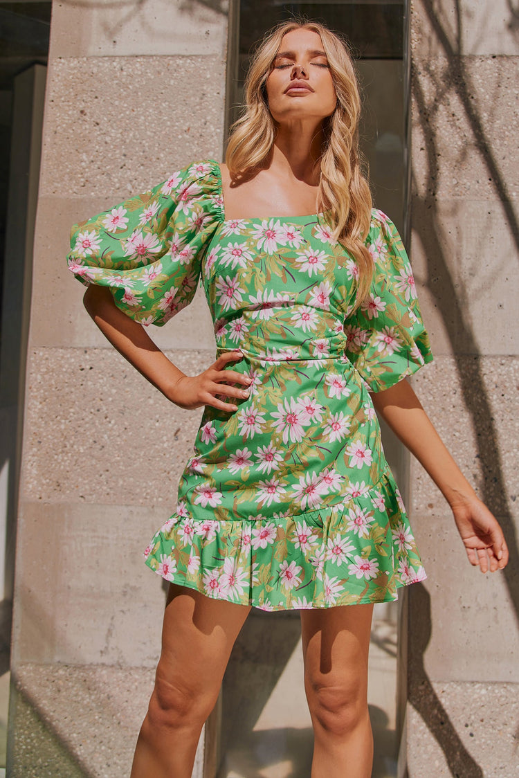 Olivia Mini Dress - Green | Sage and Paige AUS.