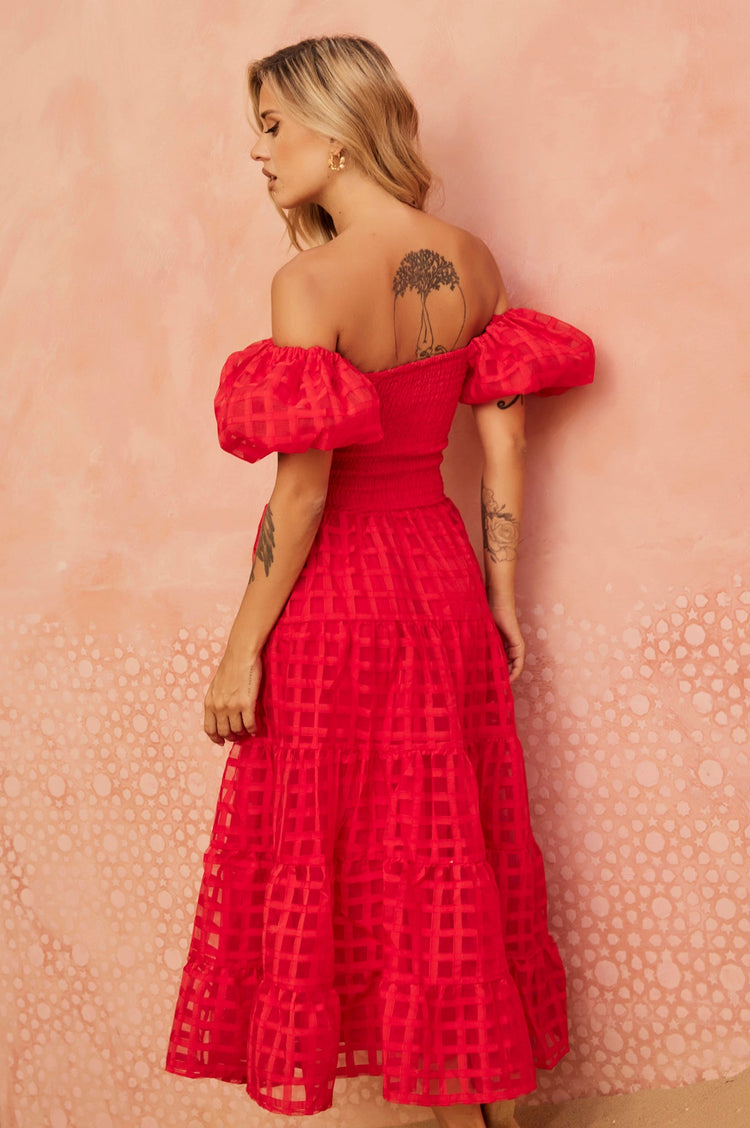 Gin Midi Dress - Red | Sage and Paige AUS.