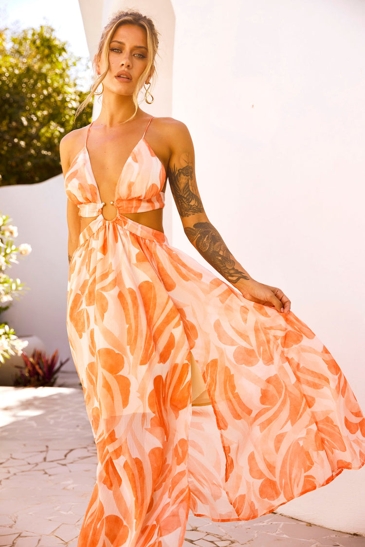 Forest Favors Maxi Dress - Orange | Sage and Paige AUS.