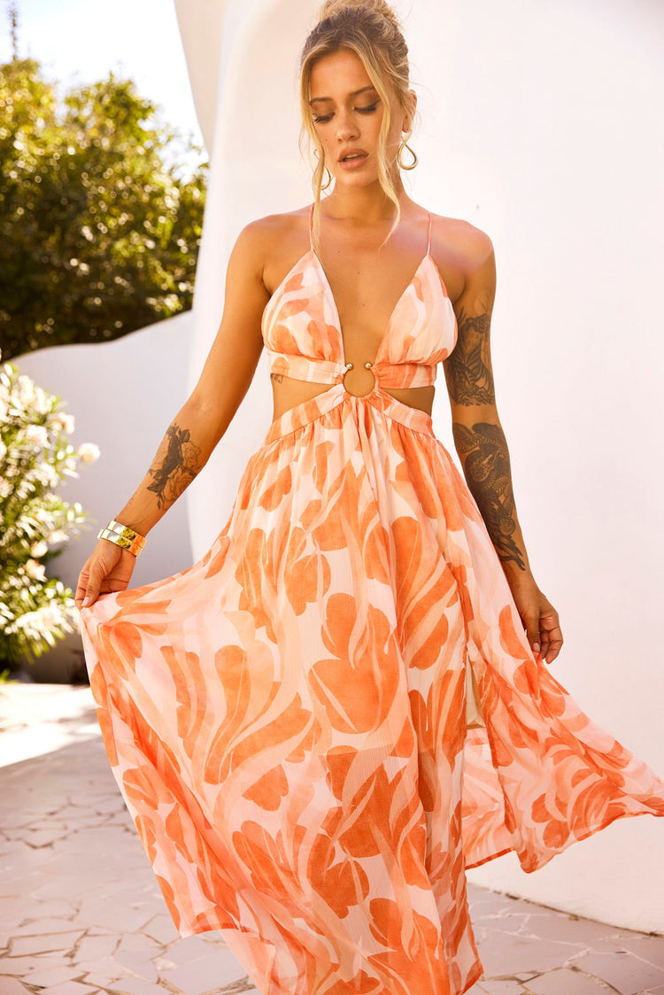 Forest Favors Maxi Dress - Orange | Sage and Paige AUS.