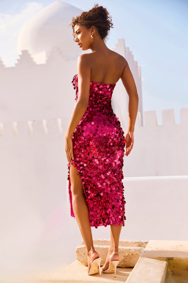 Stay Cute Midi Dress - Hot Pink | Sage and Paige AUS.