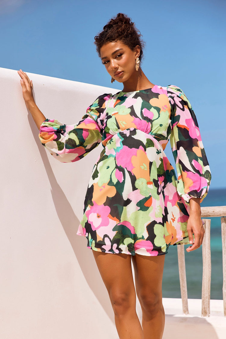 End Game Mini Dress - Green Multi | Sage and Paige AUS.