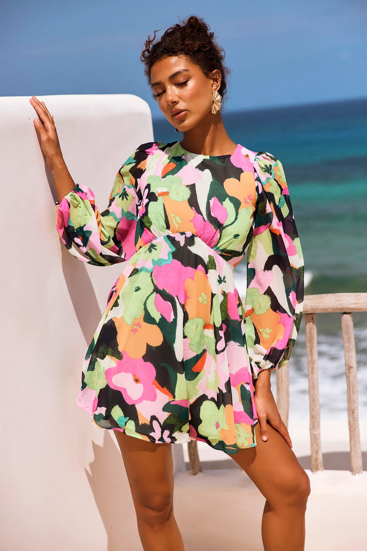 End Game Mini Dress - Green Multi | Sage and Paige AUS.