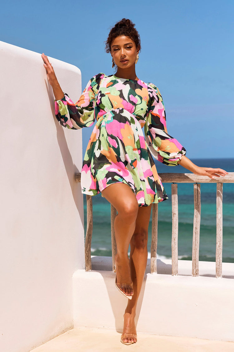 End Game Mini Dress - Green Multi | Sage and Paige AUS.