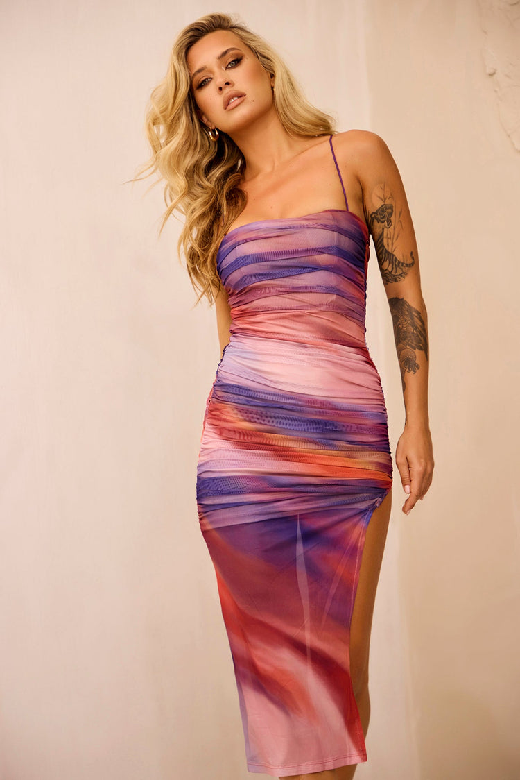 Magnolia Midi Dress - Orange Multi | Sage and Paige AUS.
