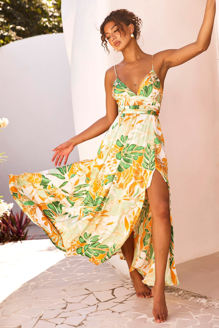 New Fantasy Maxi Dress - Green Multi | Sage and Paige AUS.