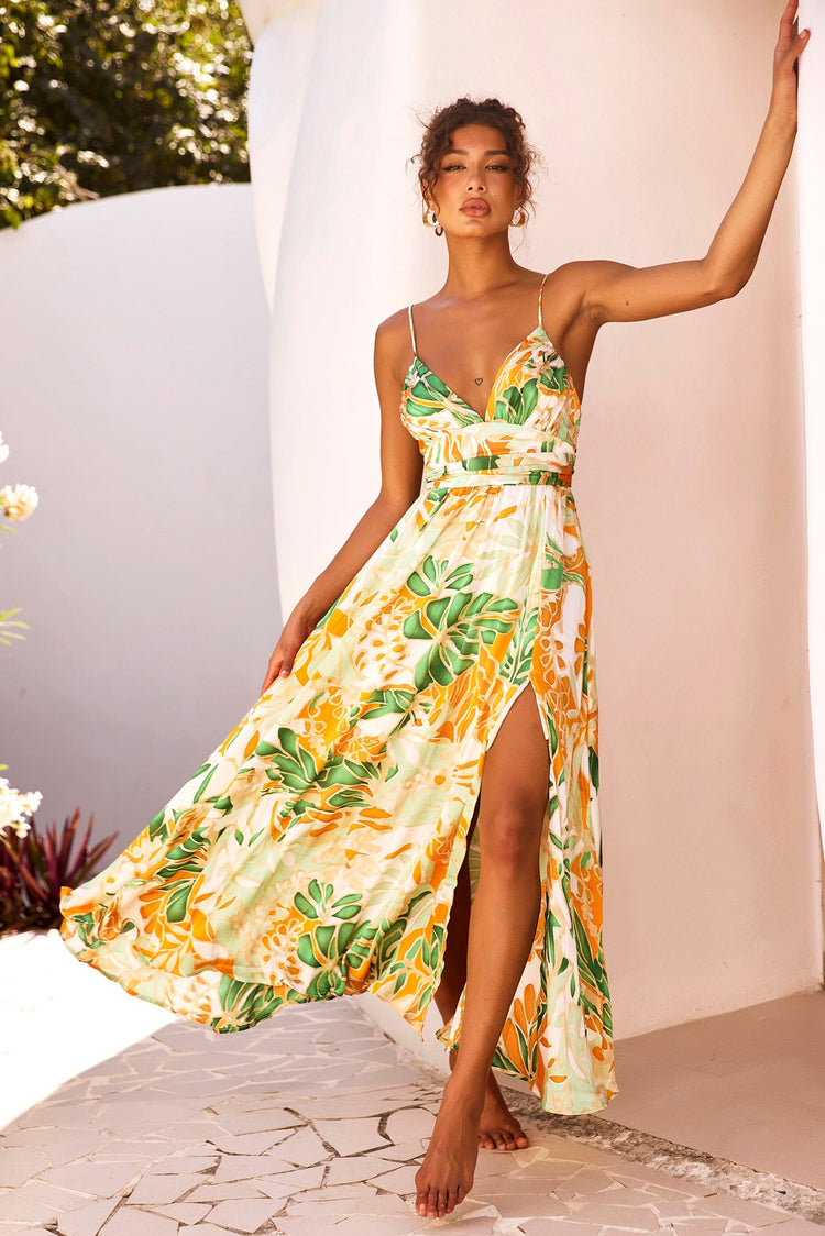 New Fantasy Maxi Dress - Green Multi | Sage and Paige AUS.