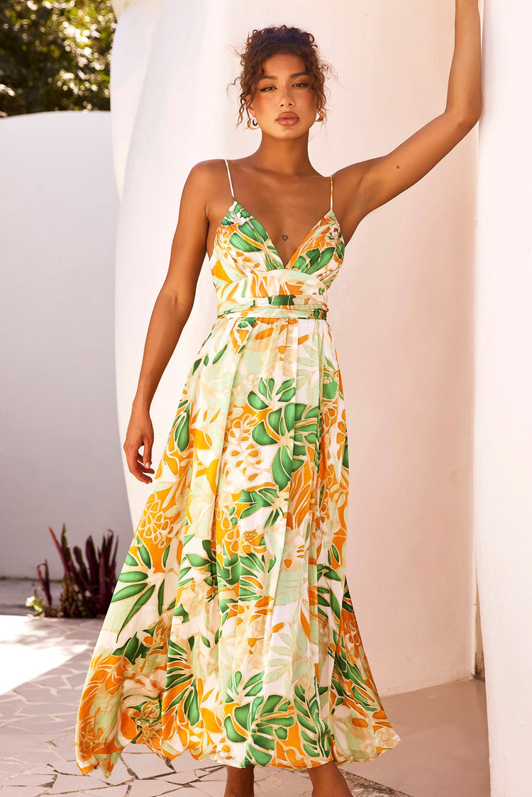 New Fantasy Maxi Dress - Green Multi | Sage and Paige AUS.