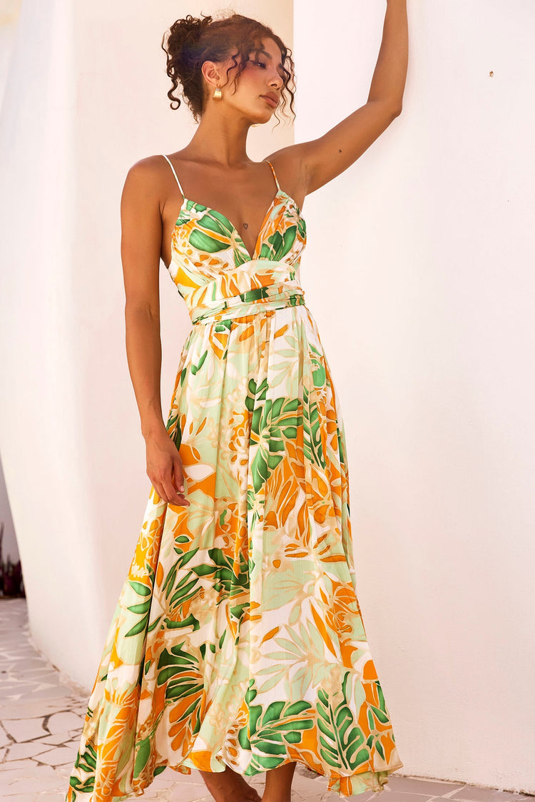 New Fantasy Maxi Dress - Green Multi | Sage and Paige AUS.