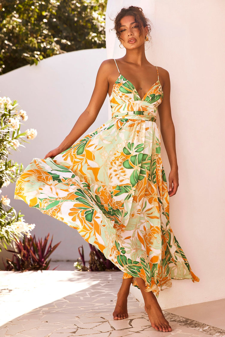 New Fantasy Maxi Dress - Green Multi | Sage and Paige AUS.