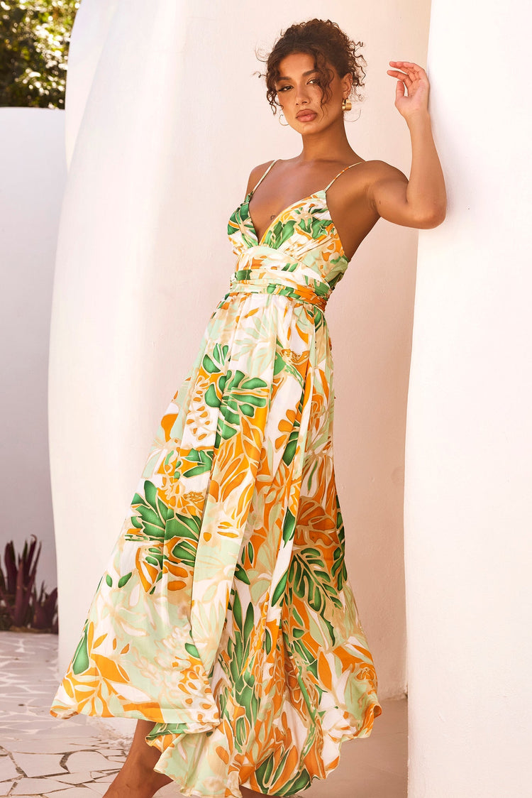 New Fantasy Maxi Dress - Green Multi | Sage and Paige AUS.