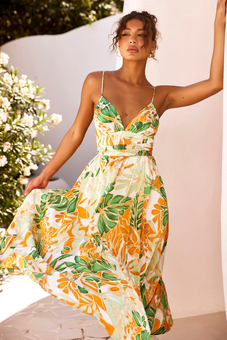 New Fantasy Maxi Dress - Green Multi | Sage and Paige AUS.