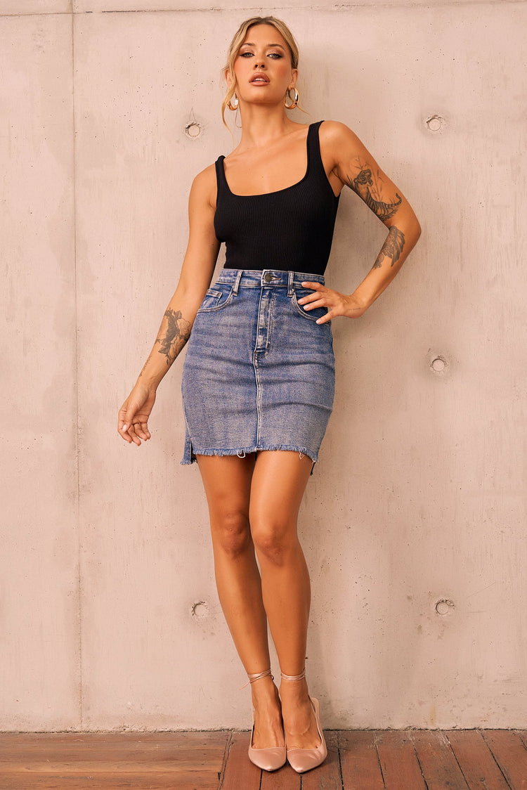 Easy Trust Denim Mini Skirt - Washed Blue | Sage and Paige AUS.