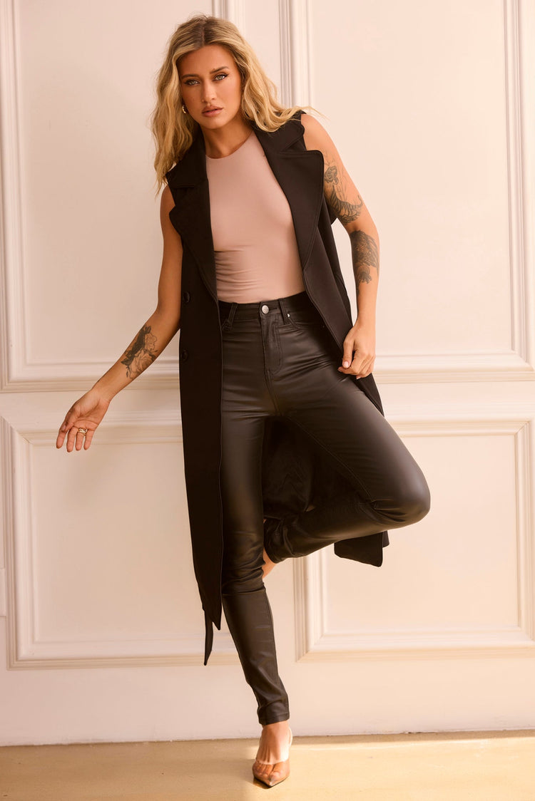 Rowan Sleeveless Trench - Black | Sage and Paige AUS.