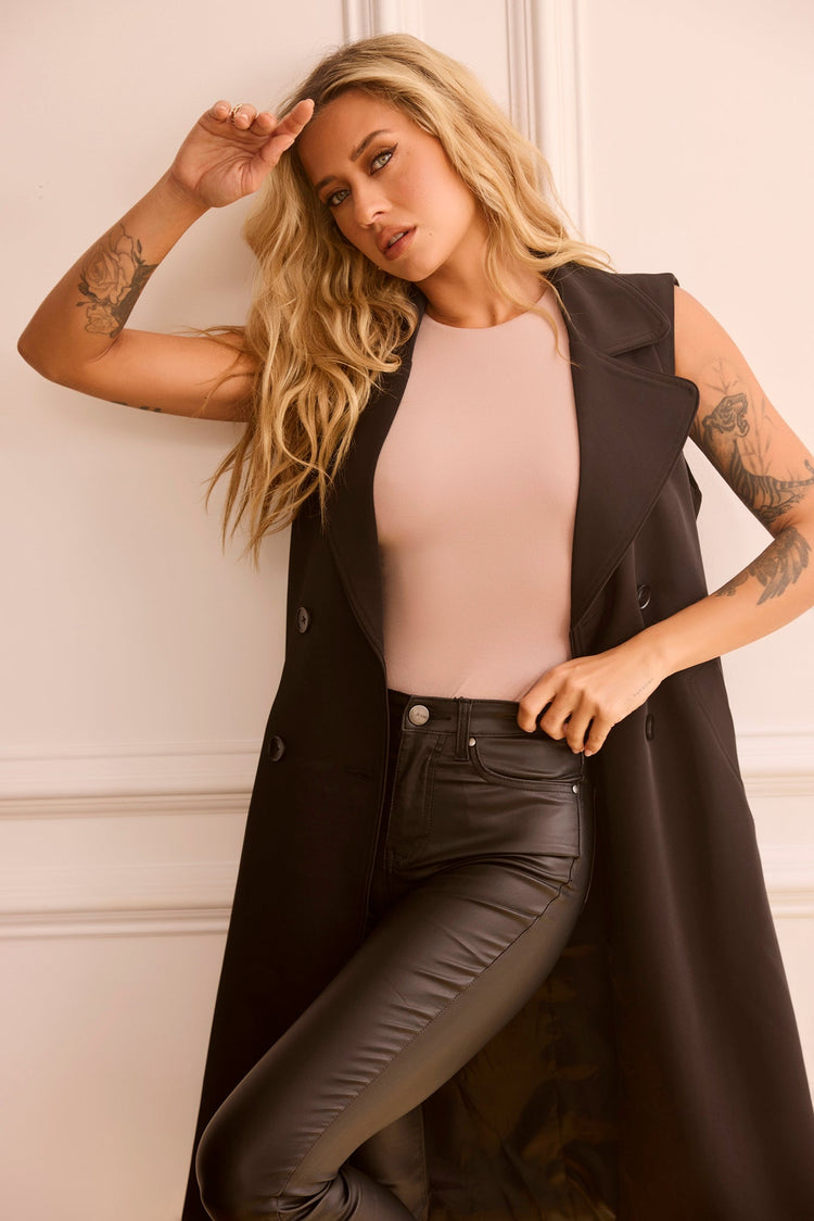 Rowan Sleeveless Trench - Black | Sage and Paige AUS.