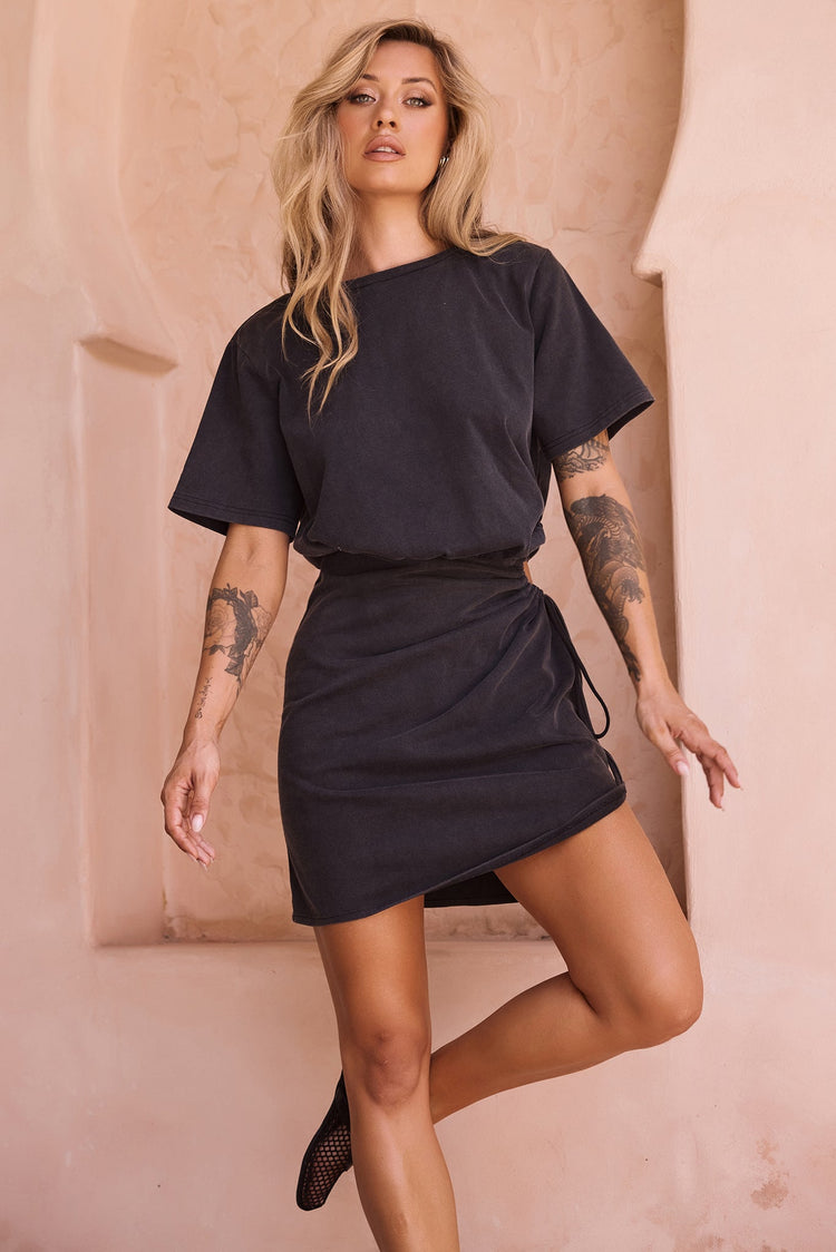 City Sunlight Mini Dress - Washed Black | Sage and Paige AUS.